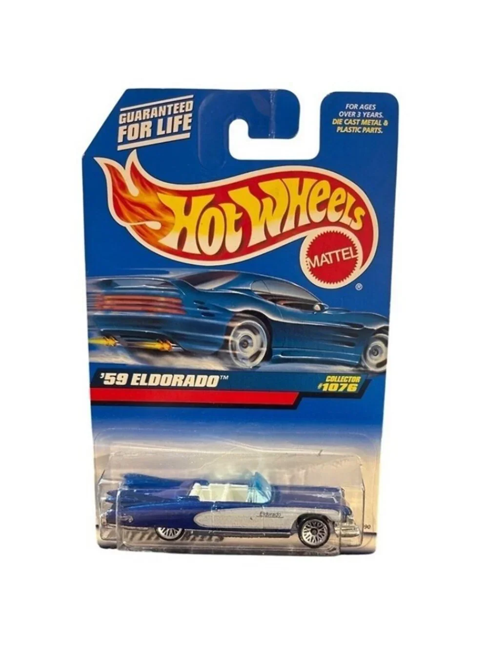 Vintage Die Cast Hot Wheels Mattel 59 Eldorado Car 1998 Collector 1078 Blue Whit